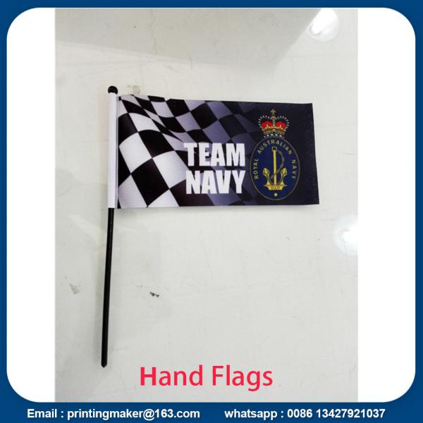 Custom Hand Waving Flags with Solid Flagpole