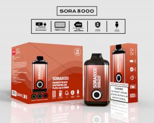 Sora 8000 Puffs Disposable Vape Pod 24 Fruit Flavors 650mah Type C Rechargeable