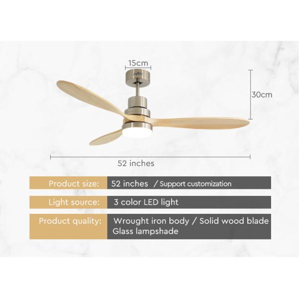 ceiling fan OEM 110v Solid Wood Smart Ceiling Fan Color Changing Led Light AC Motor