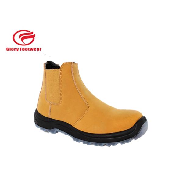 Protective Stylish Laceless Steel Toe Waterproof Slip On Boots Foor Office Yellow