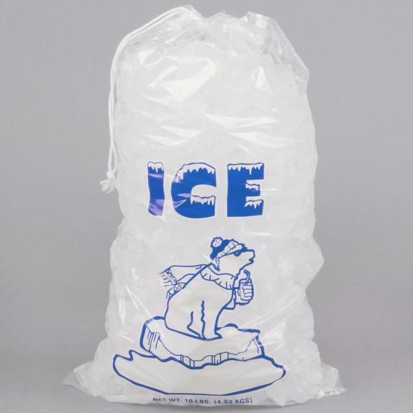 Reusable PE Clear 8lb 10lb 20lb Ice Storage Bag With Drawstring
