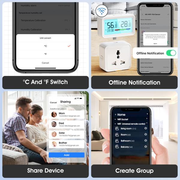 Tuya ZigBee Hygrometer Thermometer Sensor Remote App Voice Alexa Google Home Smart Home Wireless