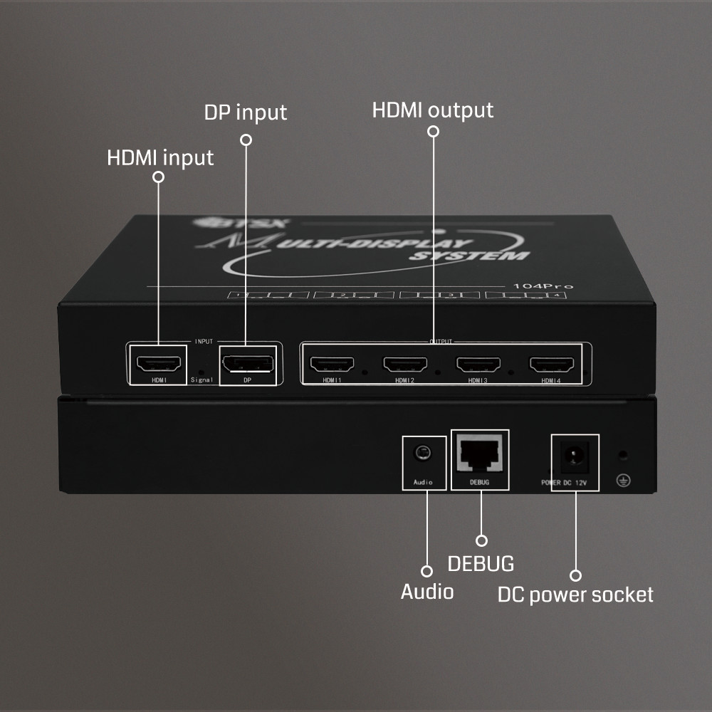 The BIT-MSE-4K60-Mini104Pro supports 1xN, MxN, 2x2, 3x1, and 4x1 configurations with no stretching, no lag, and ultra-low latency.