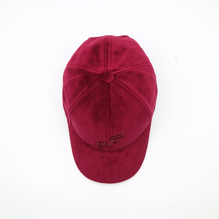 Unisex Adults Velvet Fabric Embroidered Baseball Caps 6 Panel For Winter
