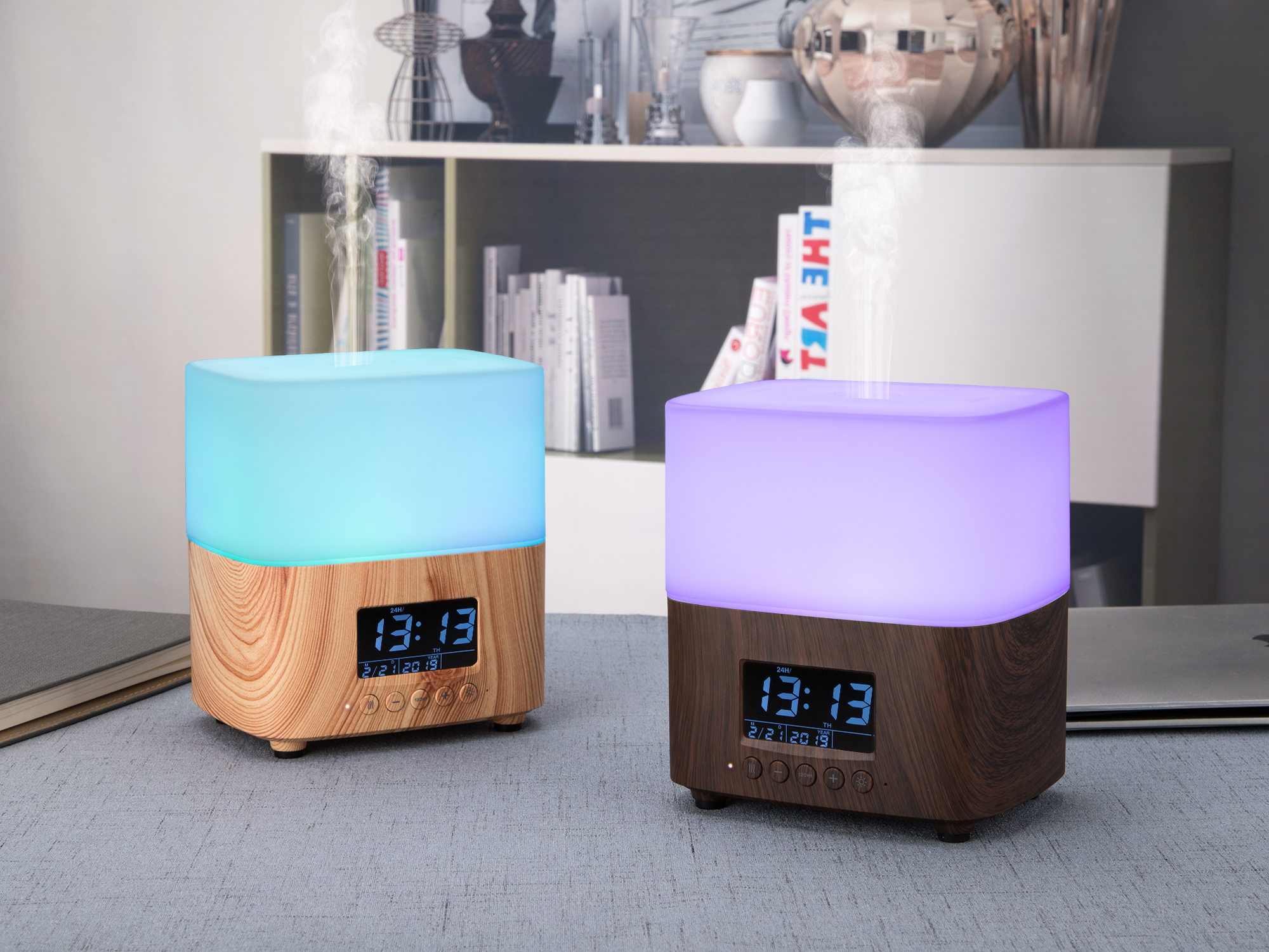 LED Light 300ml 12W Wood Aromatherapy Diffuser With Calendar