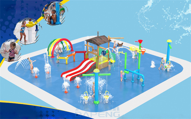 50 ㎡ Children Aqua Park Design With Water Splash Pad, Spray Park With EPDM Floor