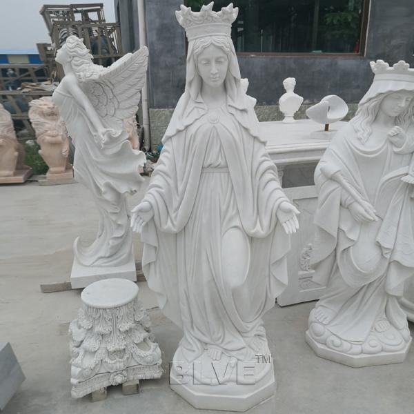 Quality Mother Mary Marble Statues Catholic Religious Sculpture Life Size Handcarved for sale