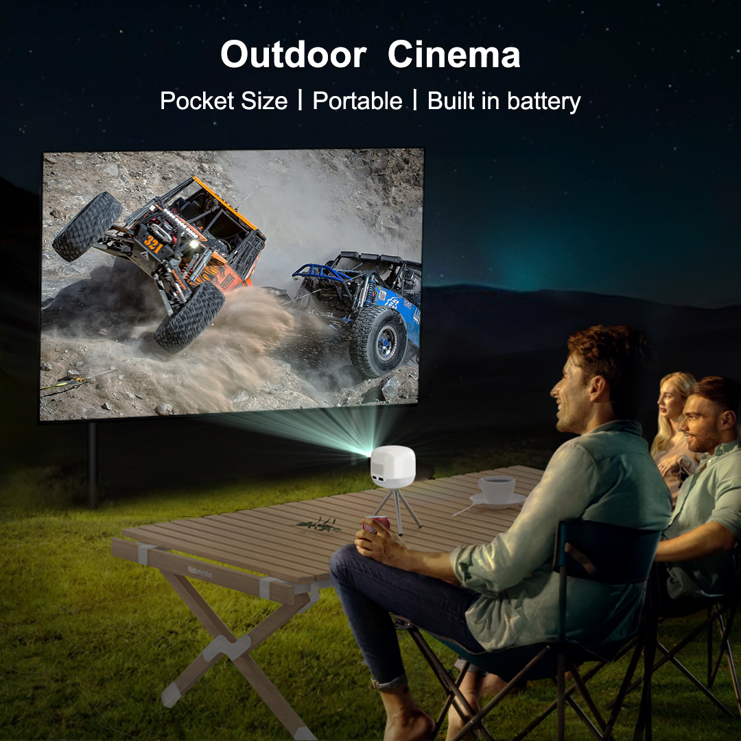 FLYIN M2 mini square DLP projector portable with built-in battery 4K outdoor camping proyector 0