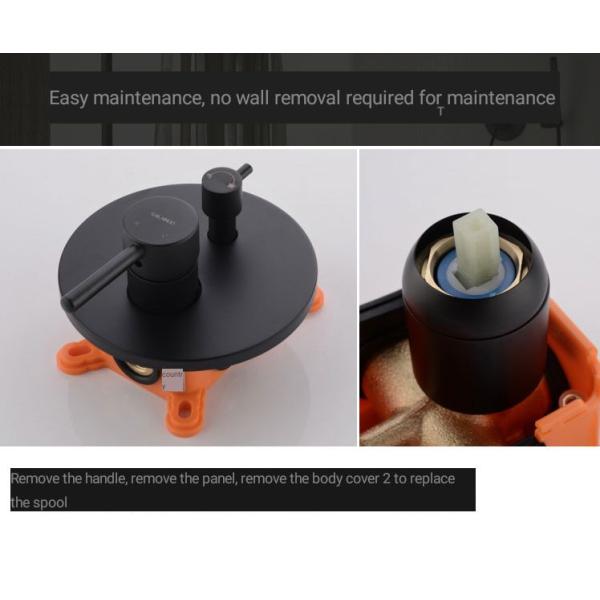 Nordic Black Concealed Shower Hot Cold Full Copper Shower Set