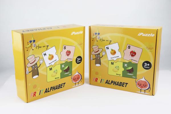 Quality 2.5mm Thickness Fruit Alphabet Puzzle 28pcs Varnish Finishing for sale
