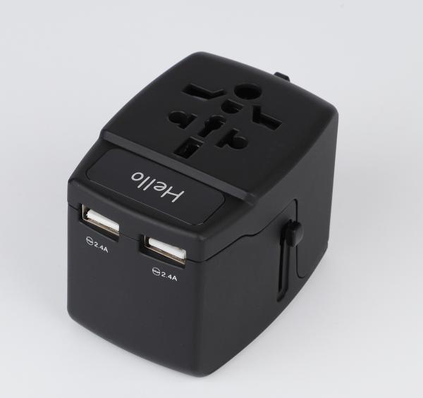 Quality RoHS  Certificate Worldwide Travel Adaptor With Twin Usb Charger for sale