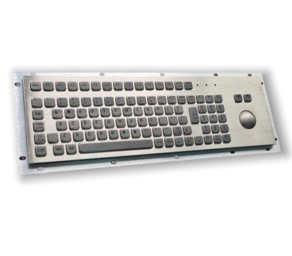 Quality kiosk IP65 / IK07 Waterproof Stainless Steel Industrial Keyboard With Trackball USB Rear Panel Mounted -40℃ for sale