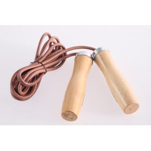 China Leather Speed Bearing Jump Rope with red beech Wooden Handle wholesale