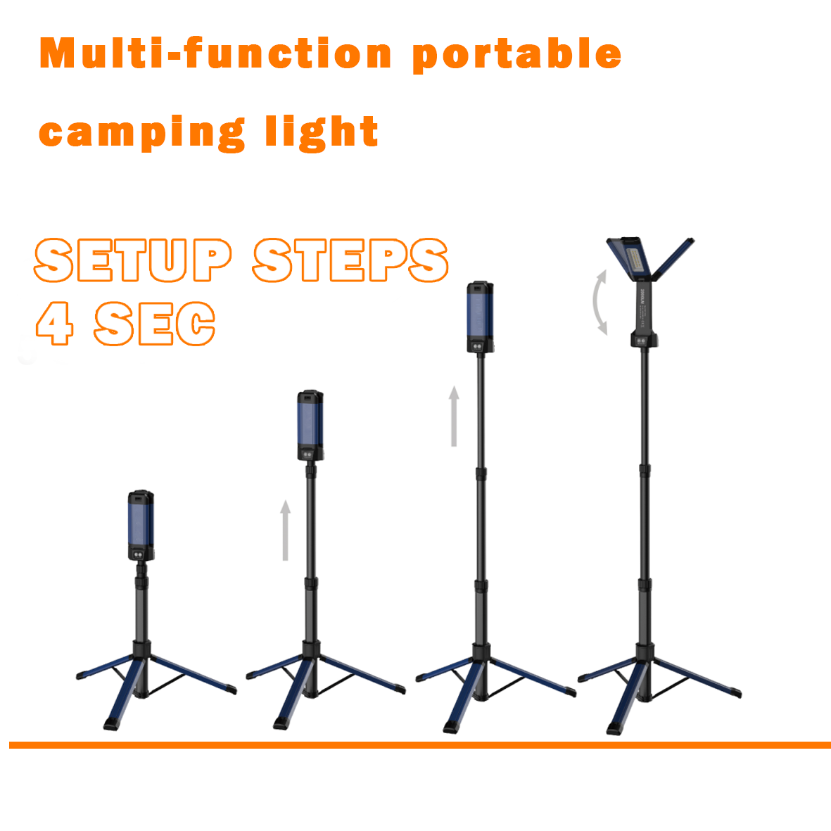 3 Heads Led Corded Light Tripod 2000mAh Rechargeable Work Light With Stand