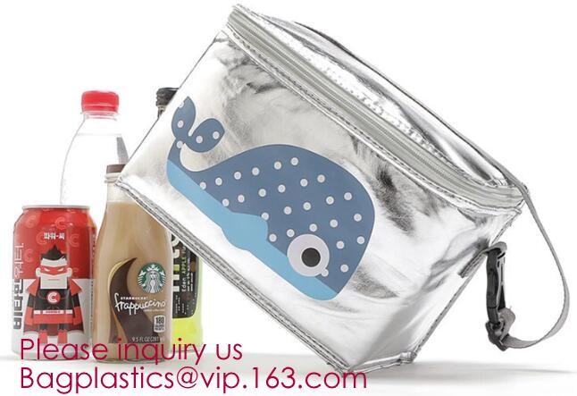 Custom Packing Aluminum Foil Zip-Lock Grocery Handle Thermal Insulation Cooler Bag For Outdoors,Promotional Insulated La