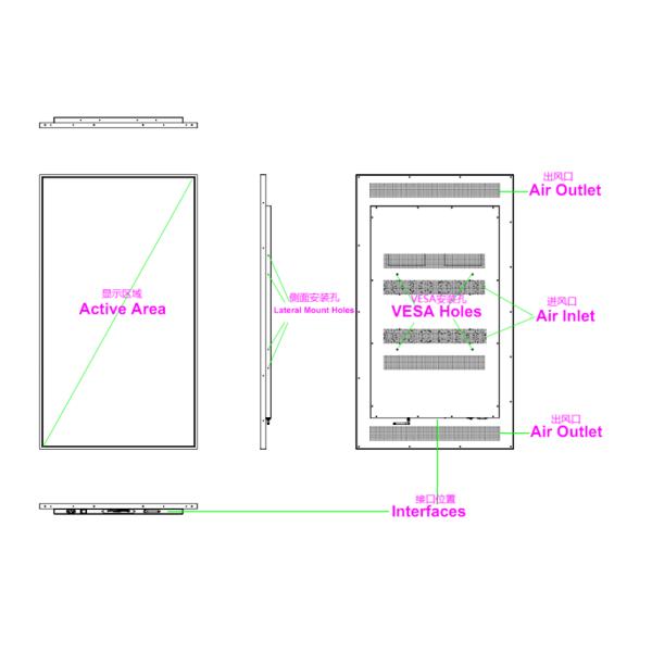 50/60Hz Input Voltage 43inch Window Facing LCD Display with Ultra-Thin Design