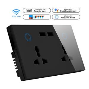 China 2200W Glass Wall Socket 15A Touch Socket Switch Double APP Control wholesale
