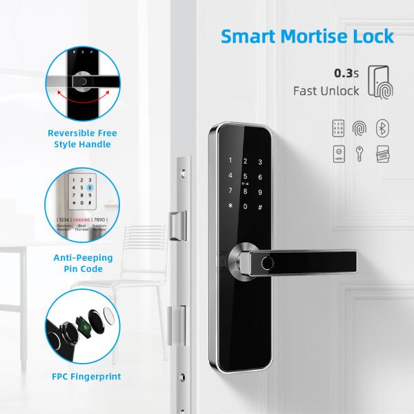 Intelligent Room Door Locks Safety Fingerprint Wireless Bluetooth TTLock APP Digital Smart Lock