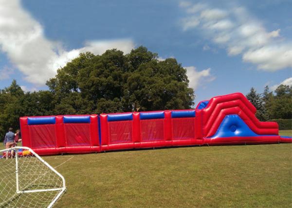 Quality Outdoor Games 0.55mm PVC Red Giant Assault Courses Inflatable Bouncy Obstacle Course for sale