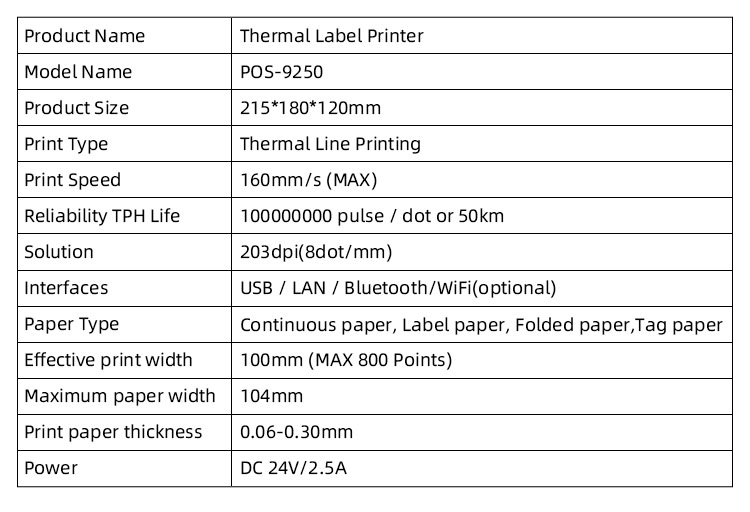 Thermal Printer for Restaurant POS Receipt Label Printing TSPL/CPCL/ESC/POS Print