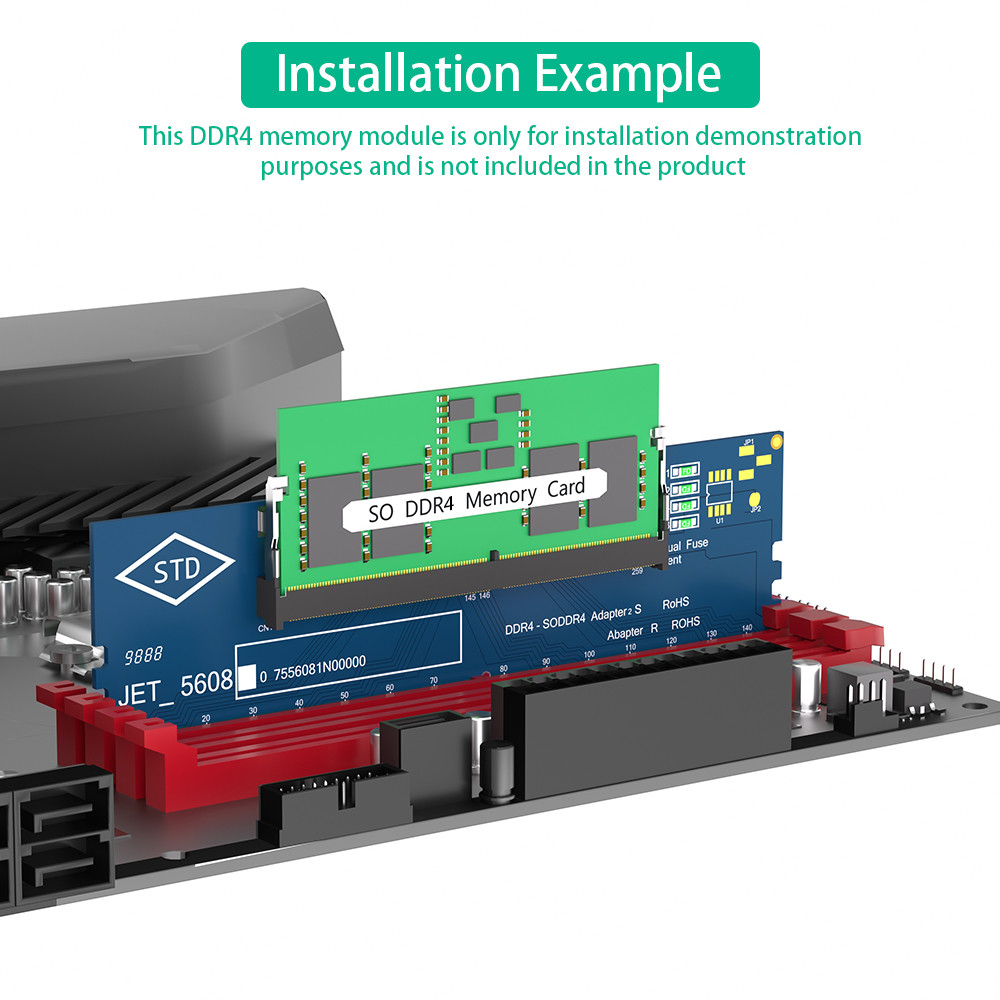 LLaptop DDR4 RAM to Desktop Adapter Card, Memory Tester SO DIMM to ddr4 Converter.