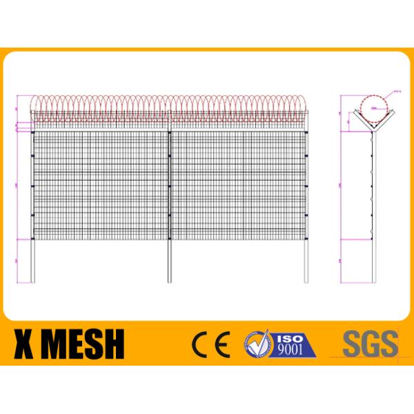Airport Security Fence 2.5m High 3m Length Rust Resistance Long Using Life