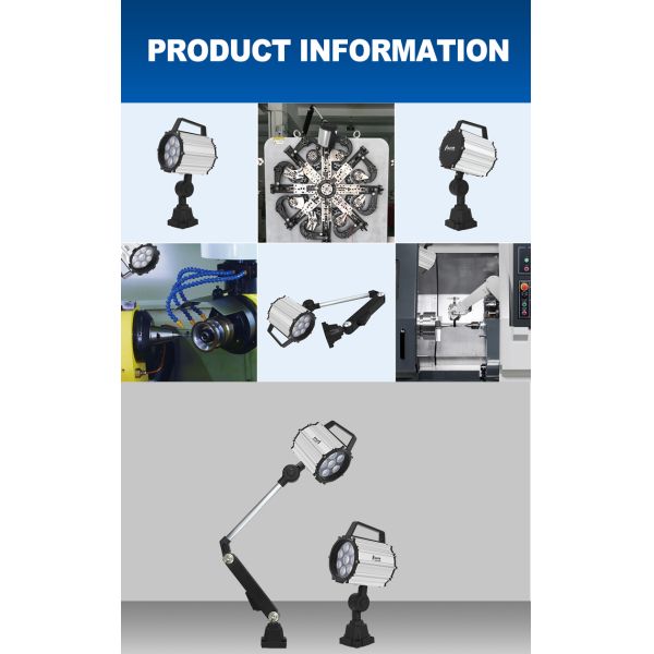 IP65 LED CNC Machine Work Light 270° Adjustable Aluminum Arm Lamp For Machining Center Engraving Machine