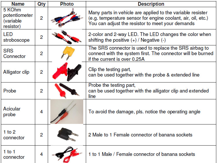 Multi-function diagnostic tool Automotive Test Lead Kit Car Mechanical Testers Digital Circuit Test Cables