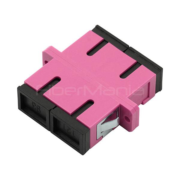 Quality SC UPC To SC UPC OM4 Multimode Duplex Plastic Fiber Optic Adapter – Violet for sale