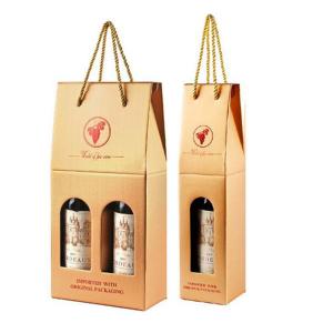 China 750ml Christmas 2 Bottle Kraft Cardboard Wine Box With Hot Stamp LOGO on sale