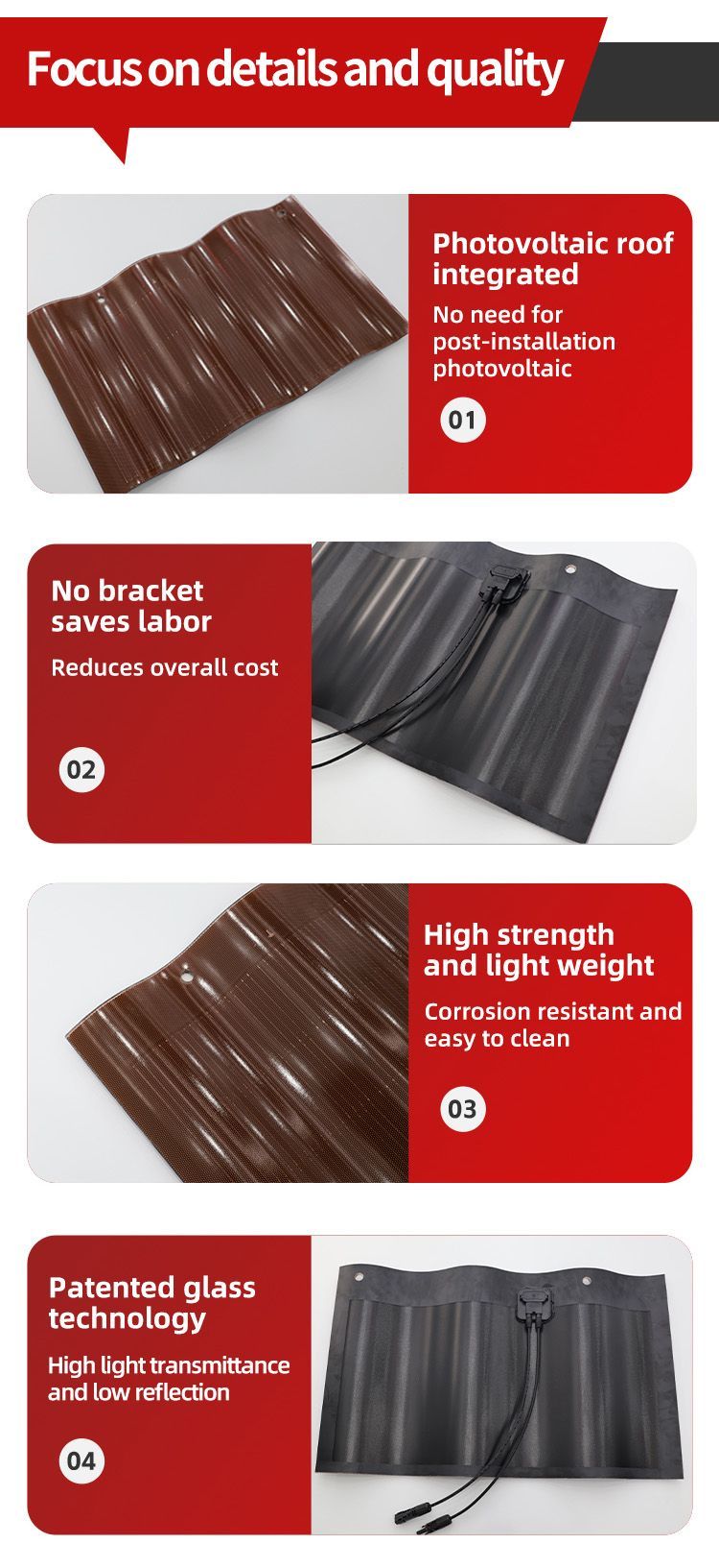Customized 50W Curved Solar Tile for Innovative Building Integration