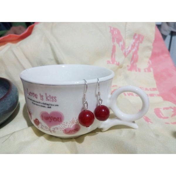 Sterling Silver S925 Red Agate earrings eardrop