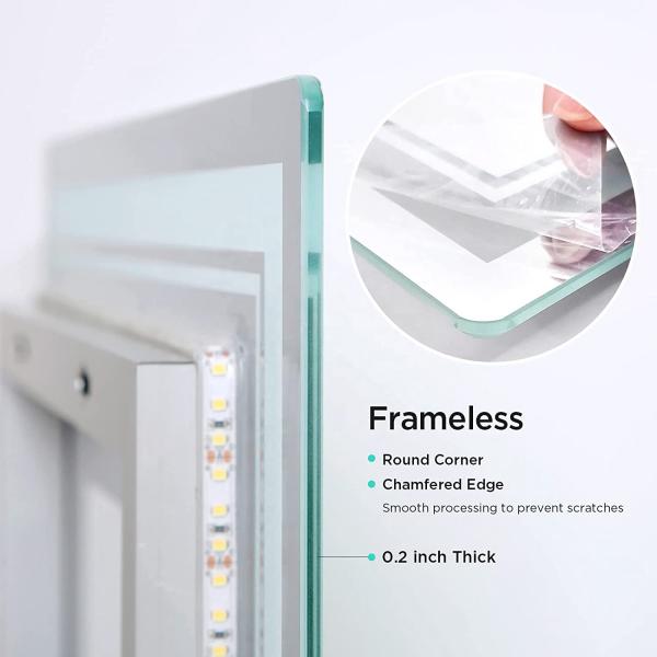 Customized LED Arched Bathroom Mirror Smart Touch Screen Vanity Mirror Anti Fog