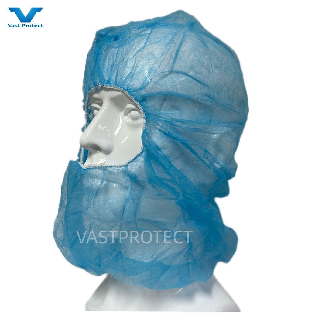 White Blue Non-Woven Polypropylene Disposable Balaclava Hood Caps