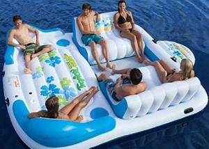 China Large Inflatable Floating Island , Inflatable Lounge Water Floating Games For Leisure wholesale