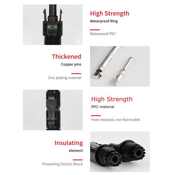 TUV Standard Solar Panel Connectors Copper / Tin Plated Contact Material