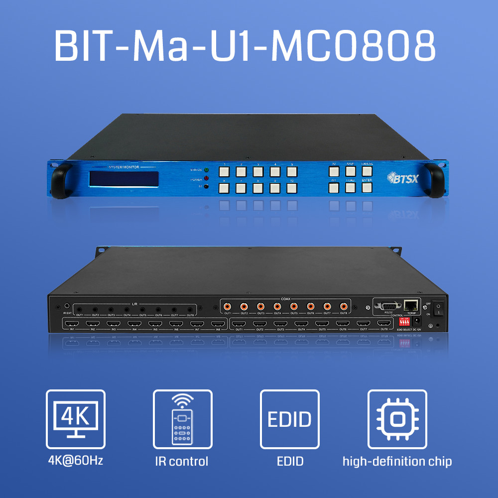 2X2 2X3 8 Input 8 Output HDMI Matrix Switcher 4K60 HDMI Video Matrix Switch