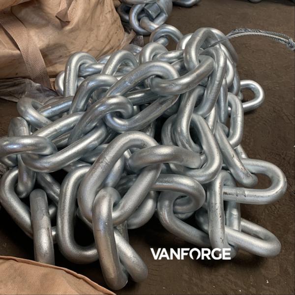 Quality Rolled Steel Welded Stud Link Anchor Chain Customized Length For Drag Mooring Anchoring for sale