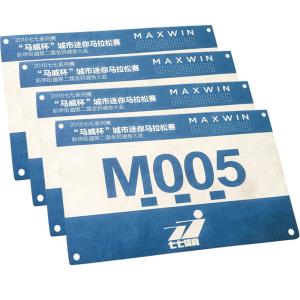Durable Neon Printed Race Numbers , Rectangular Reflective Marathon Running Bib