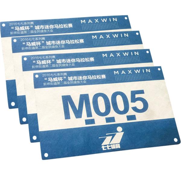 Quality Durable Neon Printed Race Numbers , Rectangular Reflective Marathon Running Bib for sale