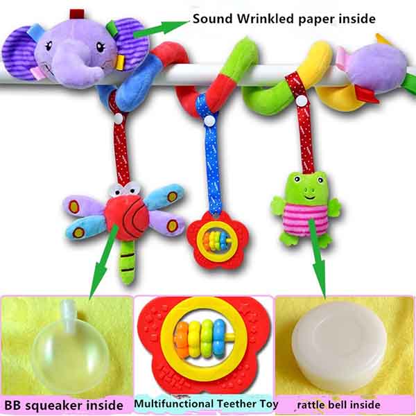 35cmx18cm Elephant Spiral Pram Toy Non Toxic For Babies