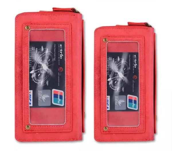 Quality Mobile Phone Bag Retro Pattern Double Zipper Multifunction Leather Wallet Holster For Samsung IPhone for sale