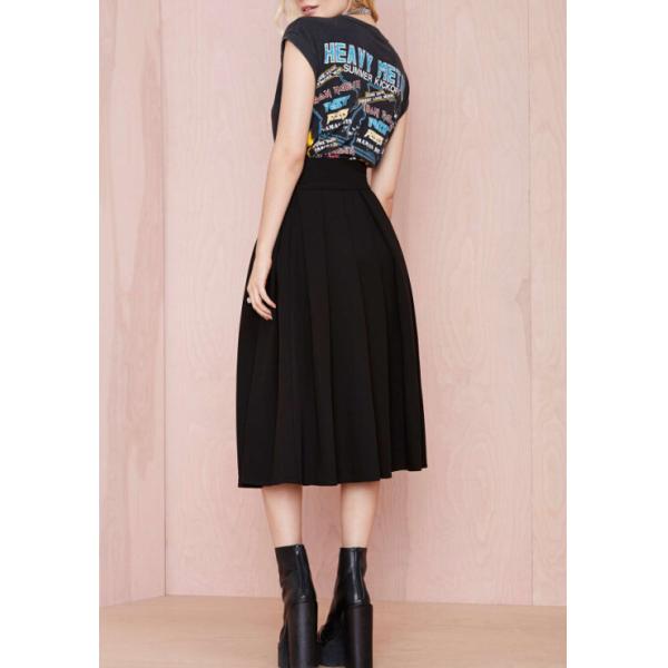 Black Pleated Midi Skirt