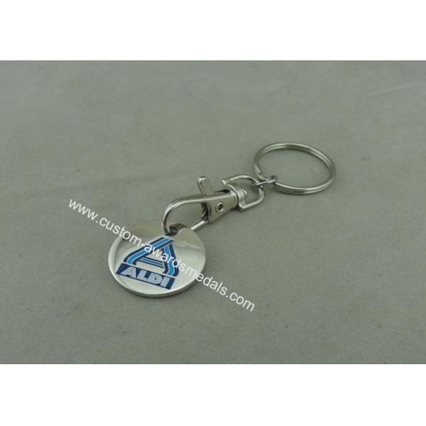 Promotional Trolley Coin Keychain , Die Struck Customized Enamel Token