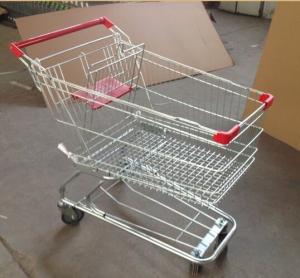 China Metal Supermarket Rolling Shopping Carts Chrome Plating 90L With Baby Seat wholesale