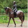 Buy cheap high quality Life size bronze girl with citation horse statue for garden decor from wholesalers
