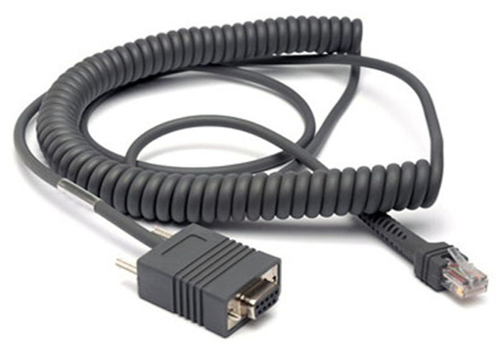 5M Coiled Symbol Barcode Scanner Cable RS232 DB9 PIN Female Connector One End