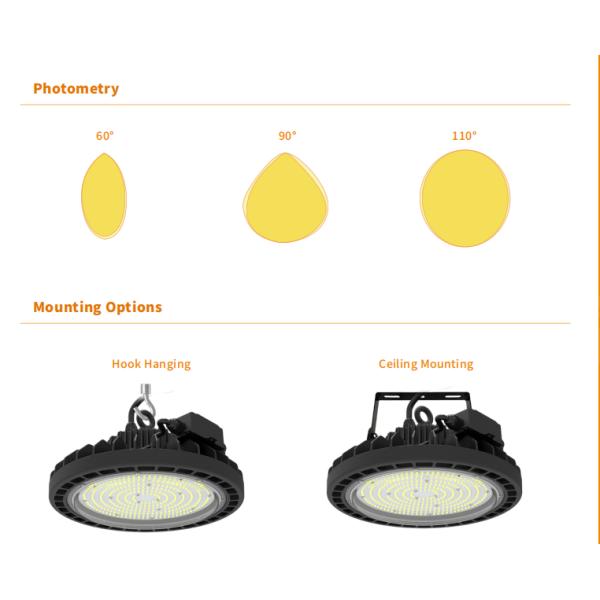 Round Compact 320mm 200 Watt UFO High Bay LED Light Powder Coated