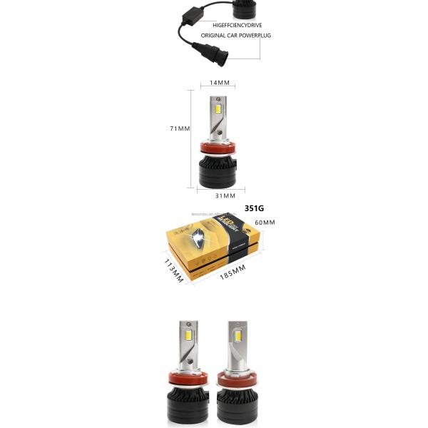 Car head light LED H11 Three-color LED headlights automotive headlamp foglight 12-36V A modified lamp