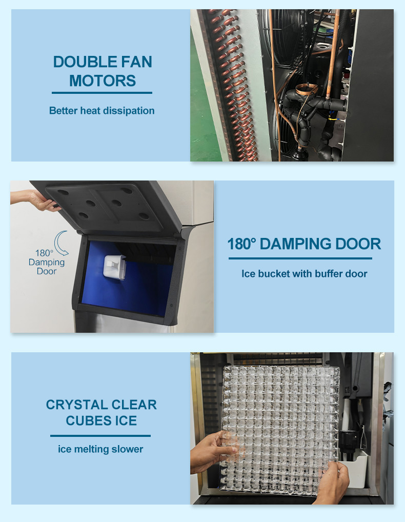 22mm Automatic Ice Machine 300kg Portable Ice Cube Maker R404a